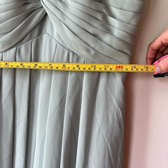 Azazie sz 4 dusty sage pleated chiffon bridesmaids gown formal dress FLAWED HEM - Picture 11 of 15